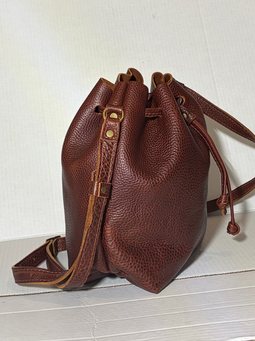 Portland Leather Goods Drawstring Bucket Bag - Picture 2 of 9